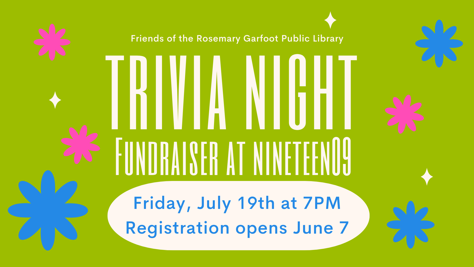trivia night fundraiser at nineteen09 banner