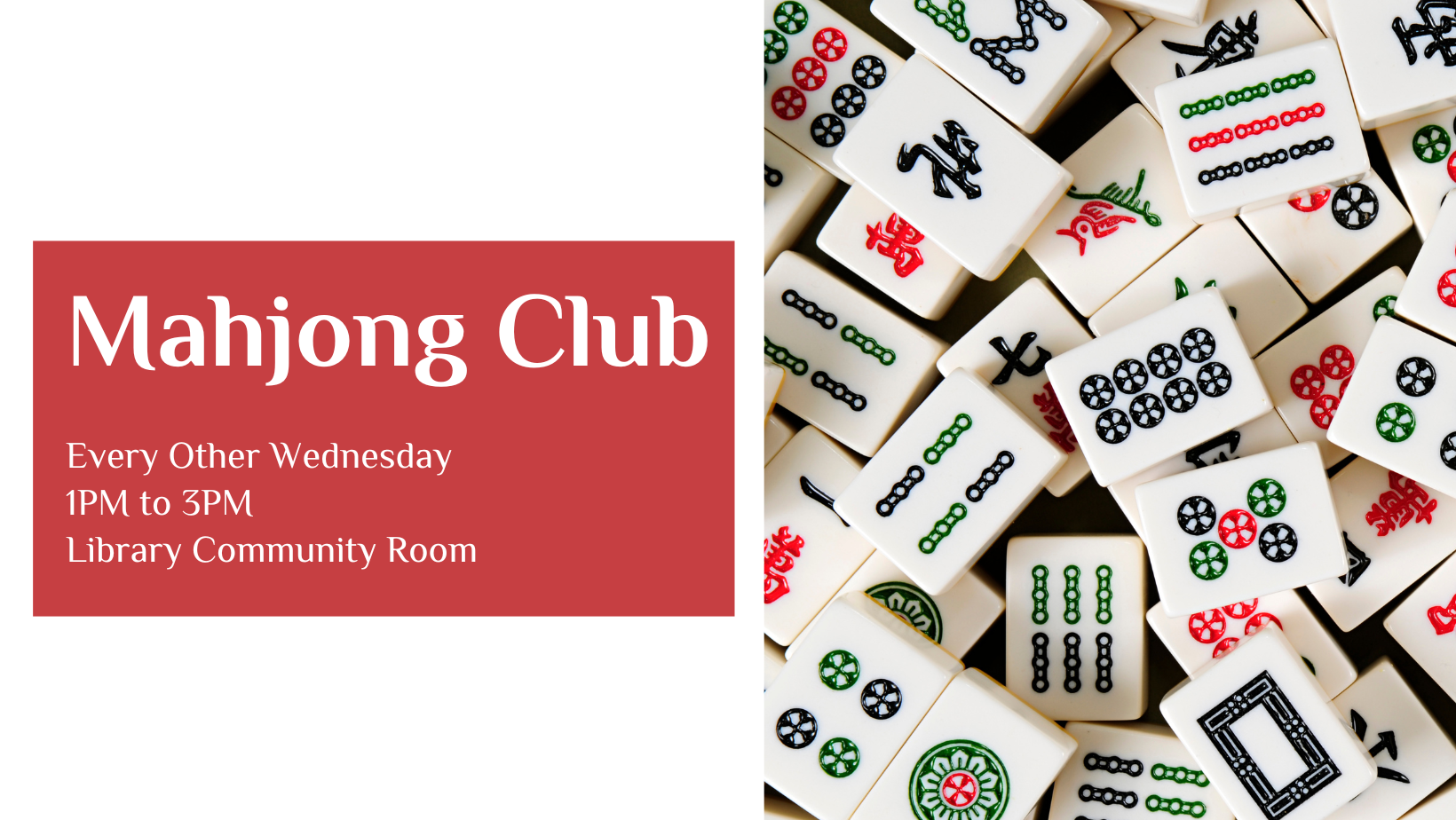 mahjong club on red background