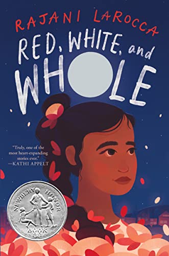 Book Cover for Red, White and Whole, shows Indian girl on dark  blue background