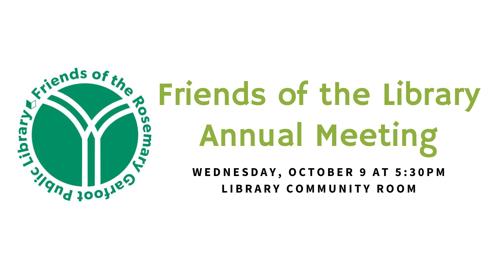 Friends of the Library Annual Meeting with Friends logo on white background