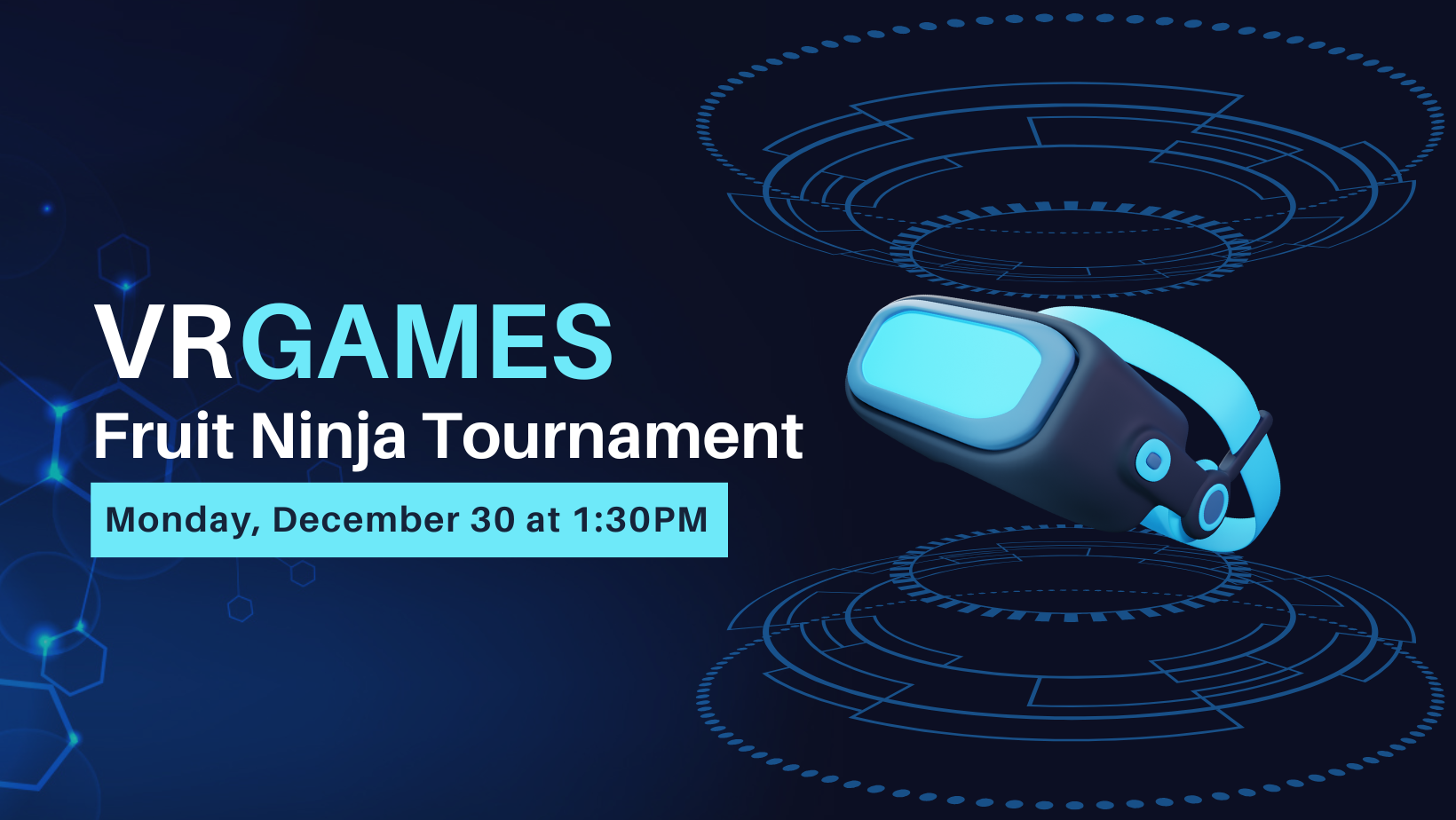 VR games Fruit Ninja Tournament with graphic of VR headset