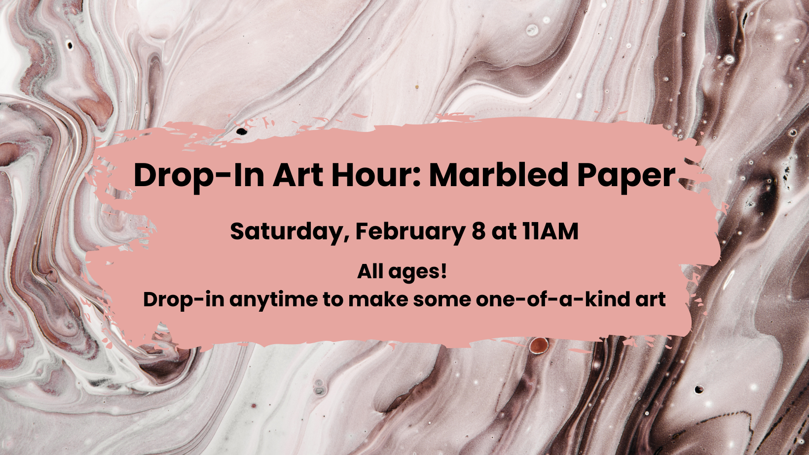 Drop-in art hour on pink marbled background