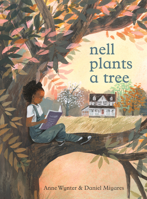 Nell Plants a Tree Book cover for Nell Plants a Tree, girl reading a book sitting under a pecan tree.