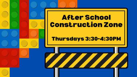 after school construction zone on blue background with legos