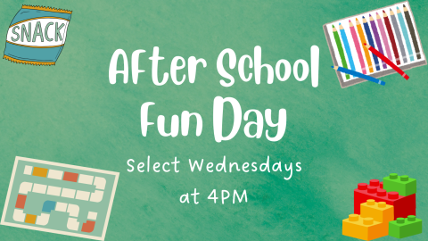 After School Fun Day banner on green background