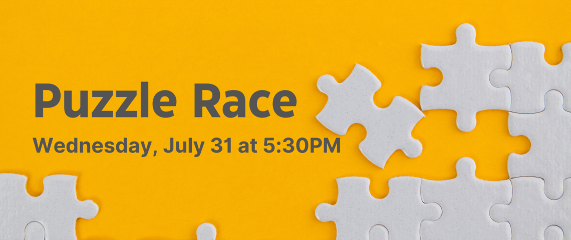 puzzle race on july 31 with white puzzle piece background