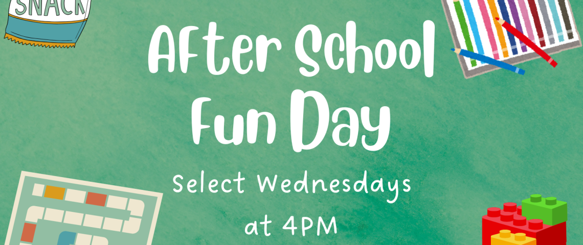 After School Fun Day banner on green background